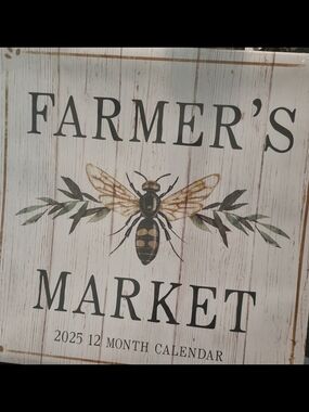 Farmer's Market 2025 Wall Calendar - Neutral Bee Design